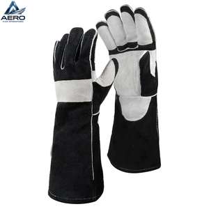 Gants de soudage de sécurité à manches longues de qualité supérieure 2026, paume renforcée, couleur noir/blanc, résistants à la chaleur, protection des mains - Product Image 1