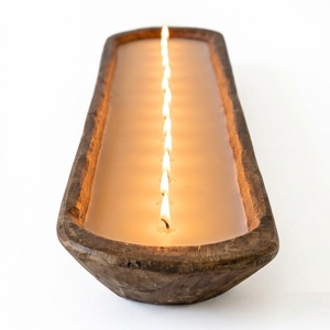 Wholesale Eco-Friendly 4-<b>Wick</b> Wooden Dough Bowl <b>Candle</b> Custom Logo Natural Soy Wax Luxury Scented Aromatherapy Wood <b>Candle</b> Bowl - Product Image 3
