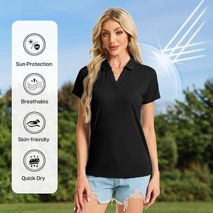 Camiseta Deportiva Casual de Manga Corta para Mujer, Color Negro Sólido, Transpirable, de Jersey Comprimido, de Secado Rápido - Product Image 4