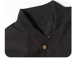 Men's Black Bomber <b>Jacket</b> Stand Collar Embroidered <b>Stars</b> Casual Polyester Autumn Wear Regular Fit - Product Image 3