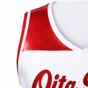 <b>White</b> Red Sublimated <b>Sleeveless</b> Cheerleading Jersey Athletic Team Sportswear Training Performance Competition <b>Top</b> Uniform - Product Image 3