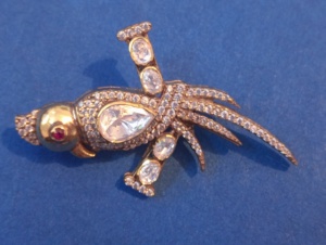Broche vintage en argent 925 motif paon, sertie de cristaux et strass taille poire, bijou de luxe unisexe pour le quotidien, idée cadeau - Product Image 1