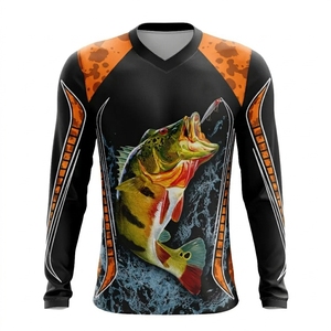 Camisa de pesca para hombre, de tela que absorbe la humedad, cómoda y ajustada, camiseta de pesca de manga larga para hombre, deportiva premium - Product Image 1