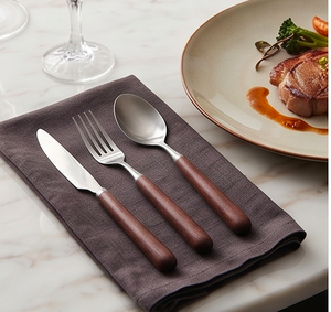 Modern Wooden Handle <b>Steak</b> <b>Knife</b> Matte Polish Stainless Steel Minimalist Design For Tableware Use And Restaurant Use - Product Image 4