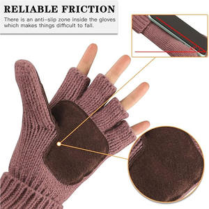 2-in-1 Convertible Jacquard Hand <b>Mittens</b> & <b>Gloves</b> Cotton Breathable Warm Windproof Casual Winter Outdoor Use - Product Image 2