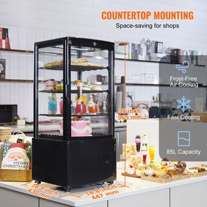 Vitrina Exhibidora de Pastelería Comercial de Vidrio con Iluminación LED, 3 Pies Cúbicos/85L - Product Image 2
