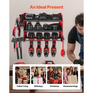 Organizzatore da Parete a 3 Livelli per Utensili Elettrici con 4 Supporti per Trapani e Pannelli Laterali per Stoccaggio Attrezzi - Product Image 5