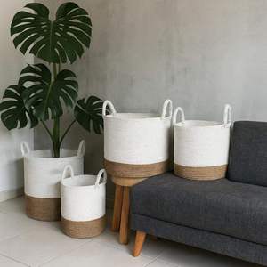 Panier de rangement artisanal en osier, écologique et minimaliste, style bol, pour la maison, la buanderie, la chambre, et le rangement d'objets de petite taille - Product Image 1