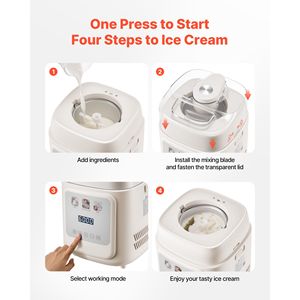 Automatic Upright 1 Quart Home Gelato & Frozen <b>Yogurt</b> Machine Mini Compressor No Pre-Freezing Ice Cream <b>Maker</b> 4 M - Product Image 5