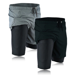 Shorts de sport pour homme, taille mi-haute, en coton, doux, respirants, avec poches, style décontracté, en tissu tricoté AI-SH-47 - Product Image 5
