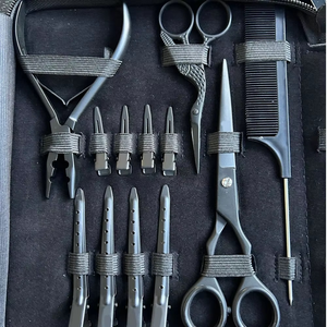 Kit d'outils pour extensions de cheveux avec étui en cuir, instruments en acier inoxydable, pinces à cheveux, outils pour extensions de cheveux avec taille personnalisée - Product Image 6