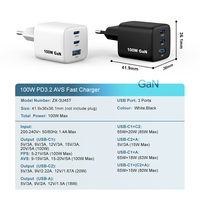 Cargador GaN de 100W para Teléfono y Portátil, USB C PD AVS para iPhone y Samsung, con Certificación CE, ROHS y KC, Adaptador de Carga Rápida de Pared USB de 20W Tipo C