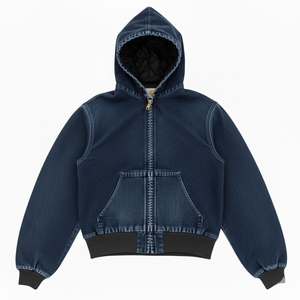 Custom logo Heavyweight 100% Cotton Short Acid Wash Distressed Designer <b>Zip</b> Jacket Manufacturer washed distressed Men's Jackets - Product Image 5