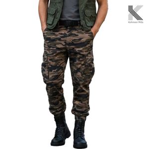 Pantalones Cargo de Camuflaje Personalizados OEM para Hombre, 230 g/m², Algodón y Elastano, Estampado Reactivo, Pantalones de Sarga, Ropa al por Mayor de Fábrica - Product Image 1
