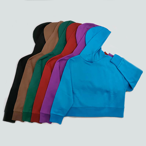 Sweat-shirts crop top pour femmes, style streetwear, à taille cintrée, avec ourlet corset et manches oversize, personnalisables (logo de marque, couleurs, tailles) - Product Image 3