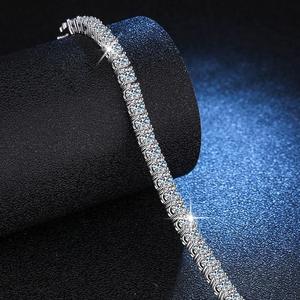 Pulsera de tenis redonda de moissanita, plata de ley 925, chapada en rodio, engaste de garras, joyería fina de lujo, regalo clásico para mujer - Product Image 2