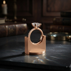 Rose Gold Emerald Cut Lab Grown Diamond Pavé Engagement Ring Wedding Ring for Women - Product Image 1