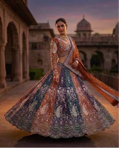 Divyam Creation <b>Red</b> Embroidered Faux Georgette <b>Lehenga</b> Choli Floor-Length Traditional Indian Party Wedding Dress Women's Regular - Product Image 1