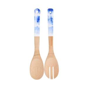 Juego de servidores de ensalada de diseño moderno con mango de madera natural y estampado en esmalte, a precio de fábrica al por mayor. - Product Image 3