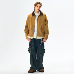 Veste décontractée en polaire pour homme, verte, col rabattu, fermeture éclair, coupe-vent, pour l'automne - Product Image 2