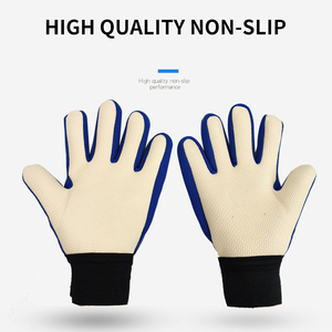 Gants de gardien de but de football antidérapants de haute qualité, en PU, à doigts complets, unisexes, beige, bleu, noir, avec manchette - Product Image 1