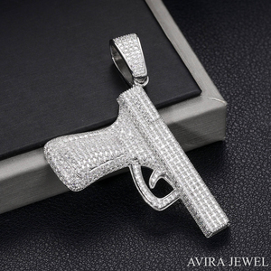 Iced Out Moissanite Hip Hop <b>Pendant</b> <b>Solid</b> 925 Sterling Silver Yellow Rose White <b>Gold</b> Finish Nickel Free Lead Free Unisex Jewelry - Product Image 3