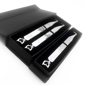RMI Stainless Steel <b>Silver</b> Eyelash Extension Tweezers Set Bottom Design And 1pcs /2pcs Tweezer Card Box Packaging Set - Product Image 2