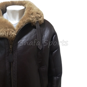 Winter Real Shearling Fur Collar <b>Sheepskin</b> Leather <b>Jacket</b> for Men Waterproof Thick Outerwear Leather <b>Jackets</b> - Product Image 3
