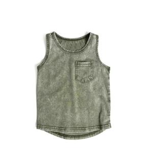 เสื้อกล้ามโอเวอร์ไซส์สีดำฟอกกรดสำหรับผู้ชาย ผ้าฝ้าย 95% สแปนเด็กซ์ 5% คอกลม พิมพ์ลายสกรีน - Product Image 1