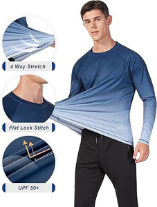 <b>Men's</b> Long Sleeve <b>Compression</b> Rash Guard <b>Shirt</b> with UPF50+ Breathable Fabric <b>for</b> Outdoor Activities - Product Image 4