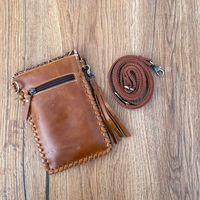 Western main usiné en cuir gland bandoulière support pour téléphone véritable cuir de vachette Floral téléphone portable sac à main pour femmes