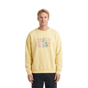 Felpa Gialla 100% Cotone Felpato con <span class=keywords><strong>Grafica</strong></span> Tipografica Pastello, Manica Lunga, Girocollo, Casual Invernale per Uomo - Product Image 1