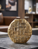 Vase à motif circulaire abstrait texturé, pièce maîtresse de bureau en fonte texturée, article pour fournisseur de commandes en gros