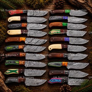 Couteau de chasse et de survie industriel en acier Damas, lame pleine longueur de 8 pouces, pointe tombante, manche en bois, ultra-affûté – Vente chaude - Product Image 5