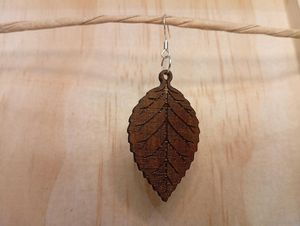 Pendientes de Hoja de Madera Marrón Natural Hechos a Mano, Estilo Colgante, con Anillas de Salto para Manualidades - Product Image 6