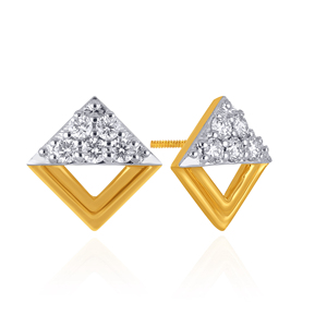 Boucles d'oreilles clous en or 18 carats au design triangulaire moderne avec diamants de laboratoire, bijoux géométriques élégants, boucles d'oreilles minimalistes pour femmes - Product Image 2