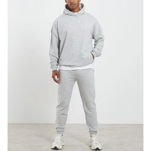 Conjunto deportivo personalizado con logotipo para hombre, sudadera con capucha de forro polar grueso y hombros caídos, y pantalones deportivos ajustados, venta al por mayor para hombre - Product Image 5