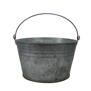 Cubo pequeño de acero galvanizado duradero con asa de madera, cubo metálico rústico vintage para decoración del hogar, maceta, recuerdos de fiesta, en oferta - Product Image 2