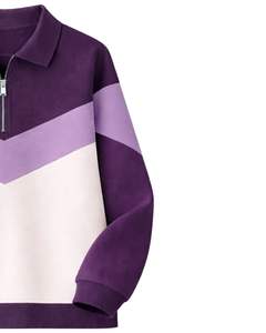 Sweat-shirt à col zippé pour femme, couleur unie violet lavande blanc, en polaire, pull décontracté, chaud pour l'hiver, streetwear, haut oversize - Product Image 4