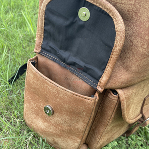 Vintage Style <b>Large</b> <b>Leather</b> <b>Backpack</b> Genuine <b>Leather</b> Retro Square Buckle Closure Water Resistant Shoulder Bag Private Label - Product Image 3