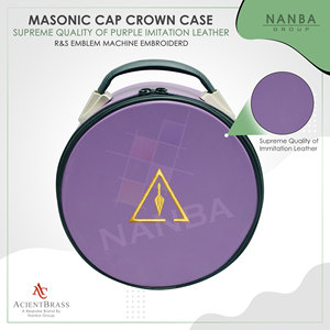 Cryptic Masonic Royal Select Master Crown Cap Case Imitation <b>Leather</b> Zipper Lightweight Purple Hand Embroidered <b>Soft</b> Carry <b>Bag</b> - Product Image 4