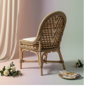 Modern Natural Rattan Lightweight Eco-Friendly <b>Dining</b> <b>Chair</b> Handwoven Wicker Armless Cushion Outdoor Patio Restaurant Home - Product Image 2
