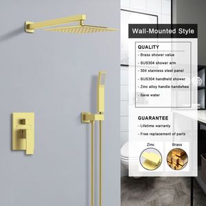 Sistema Doccia a Pioggia da Parete 10 Pollici con Doccetta, Finitura Oro Spazzolato - Product Image 2