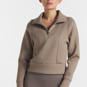 Sweat-shirt à col zippé 1/4 personnalisé avec logo brodé, manches longues, grammage lourd, pour l'automne, faible MOQ - Product Image 3