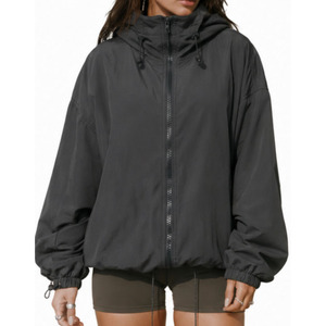 Women’s Oversized Hooded Windbreaker <b>Jacket</b> | Lightweight <b>Zip</b>-<b>Up</b> Sports <b>Jacket</b> | Elastic Hem Casual Outdoor <b>Jacket</b> | OEM ODM Cus - Product Image 6