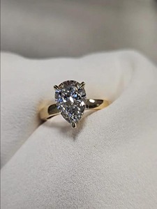 2 Carat Pear Moissanite Engagement <b>Ring</b> 925 Silver Halo <b>Ring</b> with Real Diamond Accents Elegant Bridal Statement <b>Fine</b> Jewelry - Product Image 2