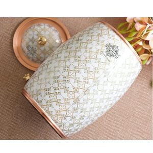 Distributeur d'eau chaude et froide en cuivre Craft India Overseas, couleur or blanc avec robinet à motif floral, réutilisable pour usage domestique - Product Image 6