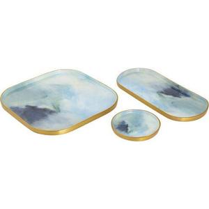 Premium Black Metal Modern Non-Stick Eco-Friendly Tableware Serving Tray with Floral Print Tea Coffee Linea Exports Inc LE-F1188 - Product Image 3