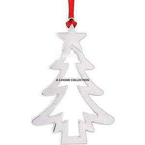 Décorations de Noël suspendues en métal gris, motif étoile, très fonctionnelles, avec boîte et figurine Père Noël - Product Image 4