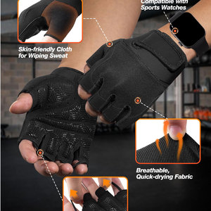 Gants de cyclisme mi-doigts noirs, bleus, blancs en PU respirant unisexe pour la course et l'entraînement sportif en extérieur - Product Image 4
